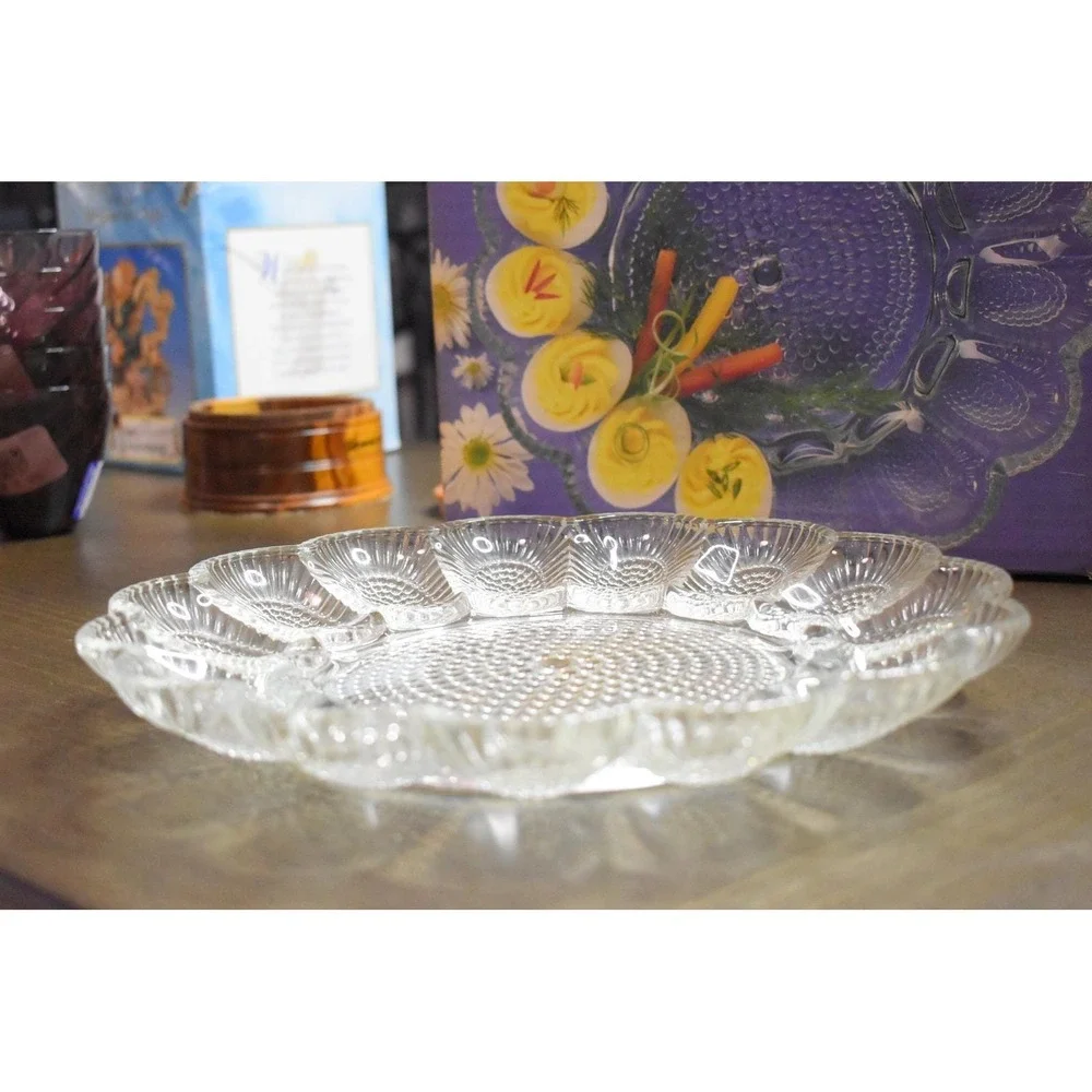 Vintage Indiana‎ Glass Egg Relish Dish: Crystal Collection Tray